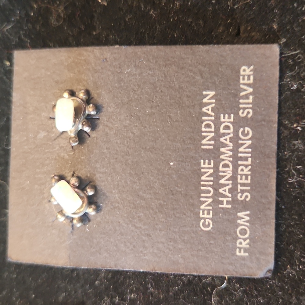 Indian Handmade Moonstone Earrings in Sterling Silver.